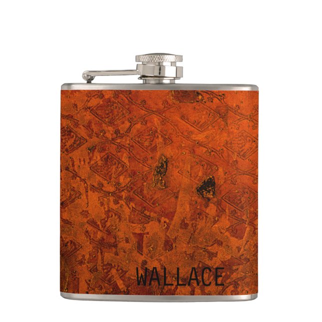 Destinerat bokomslag för forntida medeltida läder fickplunta (Framsidan)