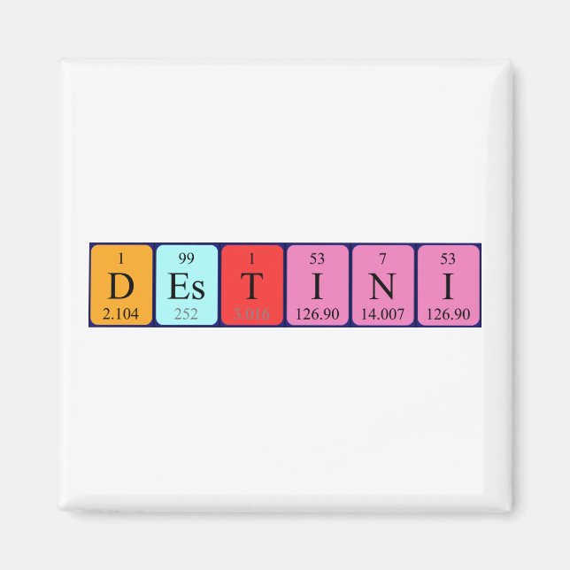 Destini periodisk magnet bord namn (Framsidan)