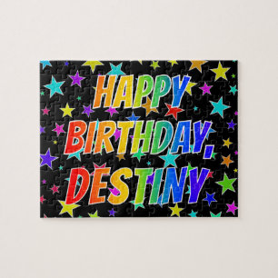 "DESTINY" Första Namn, Roligt "GRATTIS PÅ FÖDEL Pussel