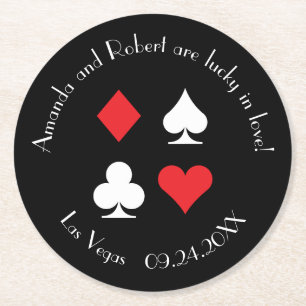 Destiny Las Vegas Bröllop Anpassningsbar Cocktail  Underlägg Papper Rund