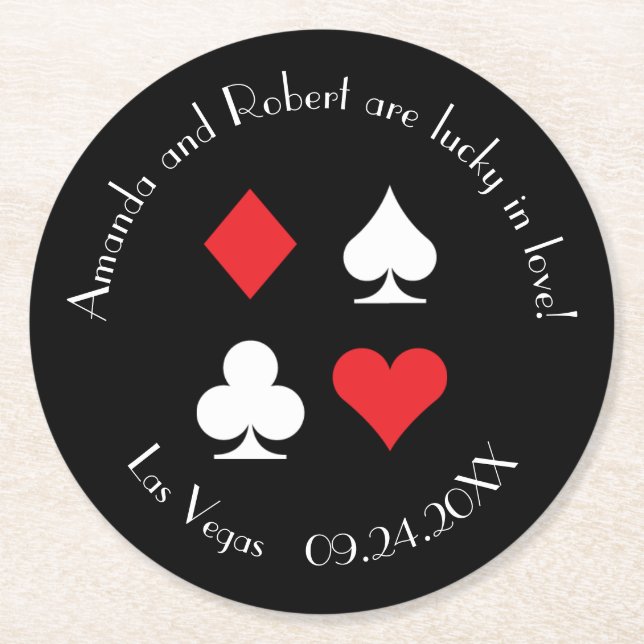 Destiny Las Vegas Bröllop Anpassningsbar Cocktail  Underlägg Papper Rund (Framsidan)
