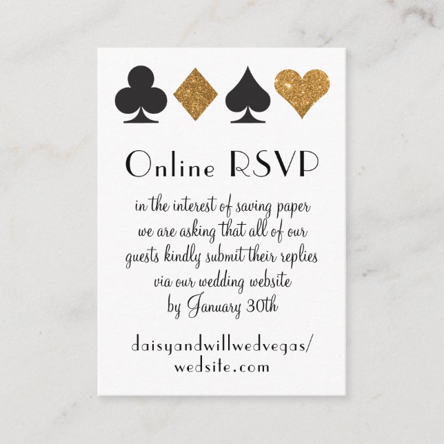 Destiny Las Vegas Bröllop Online OSA Guld Glitter Tilläggskort (Framsida)