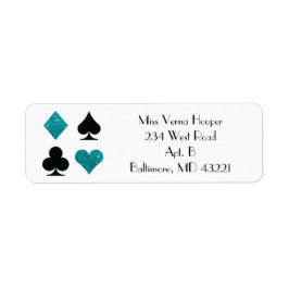 Destiny Las Vegas Bröllop Teal Glitter-etikett Returadress Etikett
