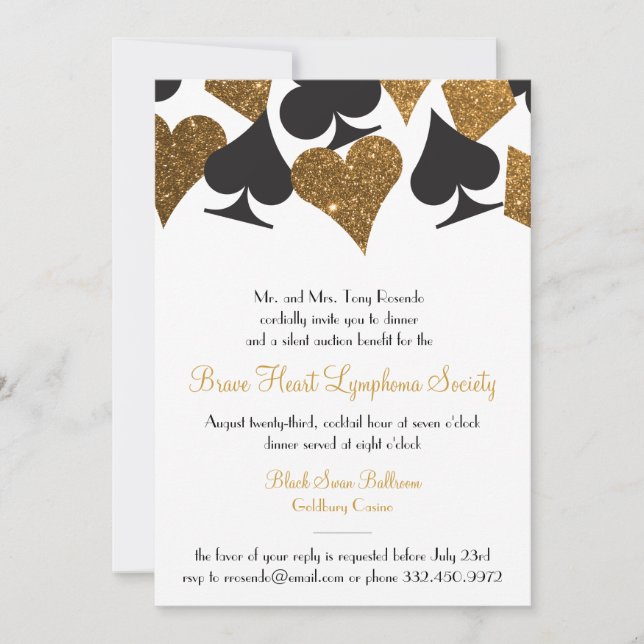 Destiny Las Vegas Casino Party Faux Guld Glitter Inbjudningar (Framsida)