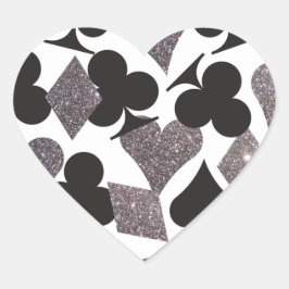 Destiny Las Vegas Heart Sticker Faux Silver Glitte Hjärtformat Klistermärke