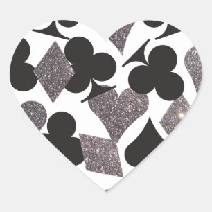 Destiny Las Vegas Heart Sticker Faux Silver Glitte Hjärtformat Klistermärke