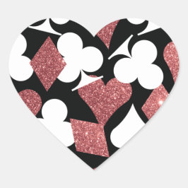 Destiny Las Vegas Heart Sticker Ro Guld Glitter Hjärtformat Klistermärke