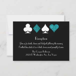 Destiny Las Vegas Reception Teal Glitter Inbjudningar