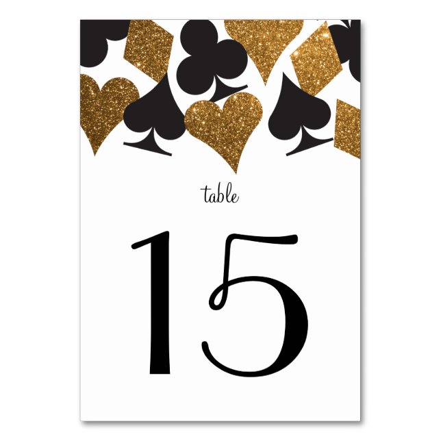 Destiny Vegas bröllopsreception Guld Bord kort (Baksidan)