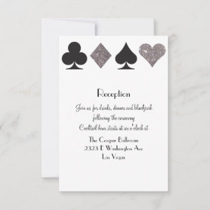 Destiny Vegas Mottagning Falskt Silver Glitter Inbjudningar
