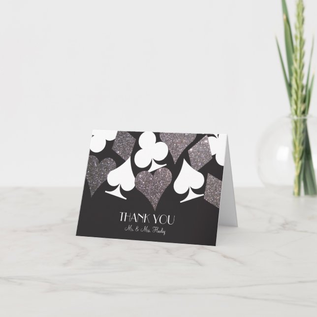 Destiny Vegas Tack, ditt kort Faux Silver Glitter (Framsida)