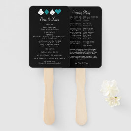 DEstiny Vegas Teal Glitter Bröllopsprogram Fläkt