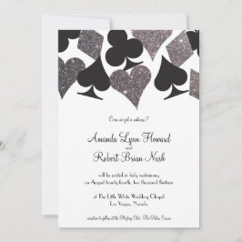 Destiny Vegas Wedding Inve Faux Silver Glitter Inbjudningar