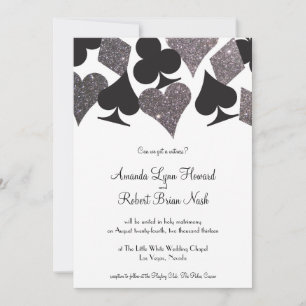 Destiny Vegas Wedding Inve Faux Silver Glitter Inbjudningar