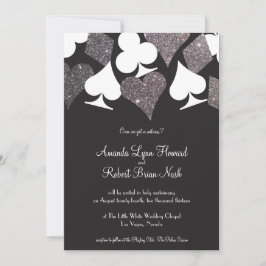 Destiny Vegas Wedding Inve Faux Silver Glitter Inbjudningar
