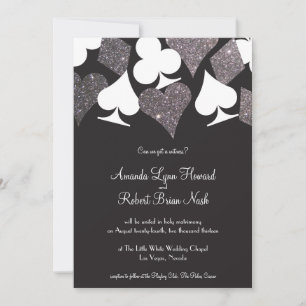Destiny Vegas Wedding Inve Faux Silver Glitter Inbjudningar