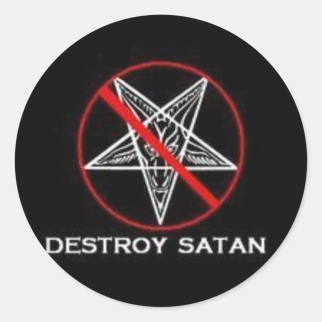 Destroy Satan Sticker Runt Klistermärke (Framsida)