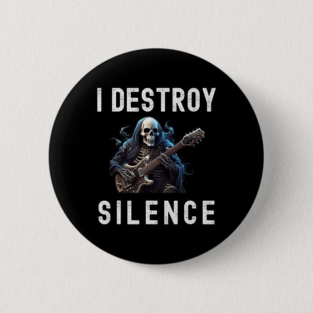 Destroy Silence Ghost Guitar Funny Guitar Knapp (Framsida)