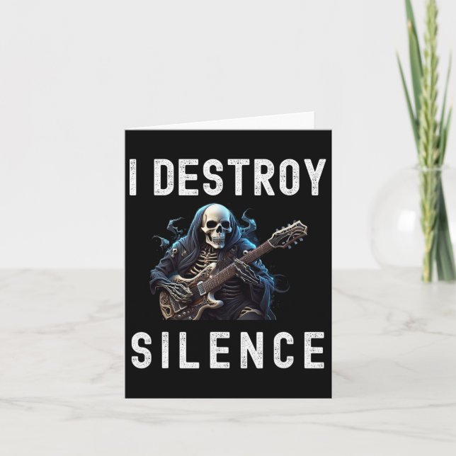Destroy Silence Ghost Guitar Funny Guitar Kort (Framsida)