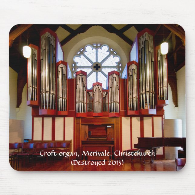 Destroyed leda i rör organ, Merivale, Christchurch Musmatta (Framsidan)