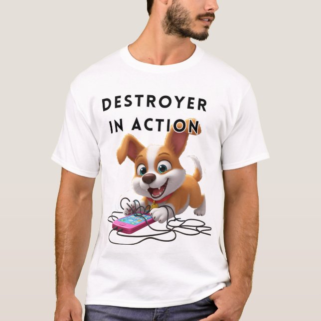 Destroyer Puppy in Action T Shirt (Framsida)
