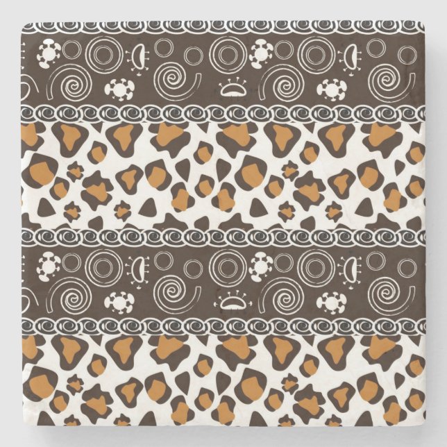 Det afrikanska trycket med cheetahen flår mönster underlägg sten (Framsidan)