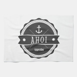 Det Ahoi kaptenemblem med ankrar Kökshandduk