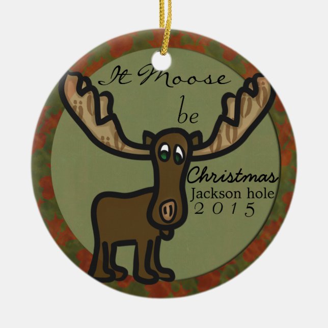 Det älgen är julfamiljprydnaden julgransprydnad keramik (Framsidan)