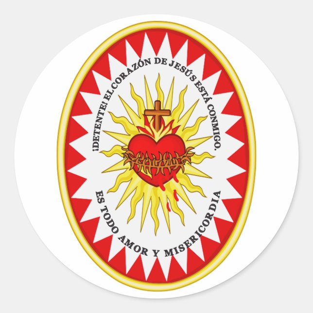 Det allraheligaste hjärta runt klistermärke (Framsida)