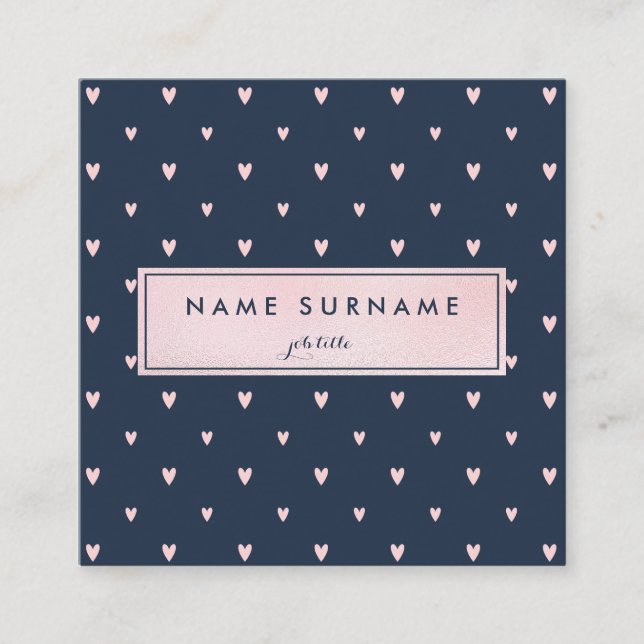 Det älskvärda hjärtamönster PinkGold kvadrerar Fyrkantigt Visitkort (Framsida)