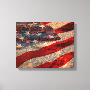 Det amerikanska Flagga stressade Kanvastryck