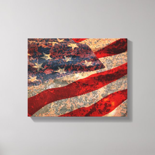 Det amerikanska Flagga stressade Kanvastryck (Framsida)