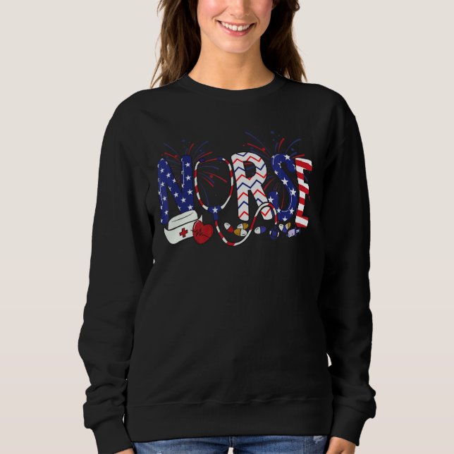 Det amerikanska Pridet Nursery US Flagga Stethosco T Shirt (Framsida)