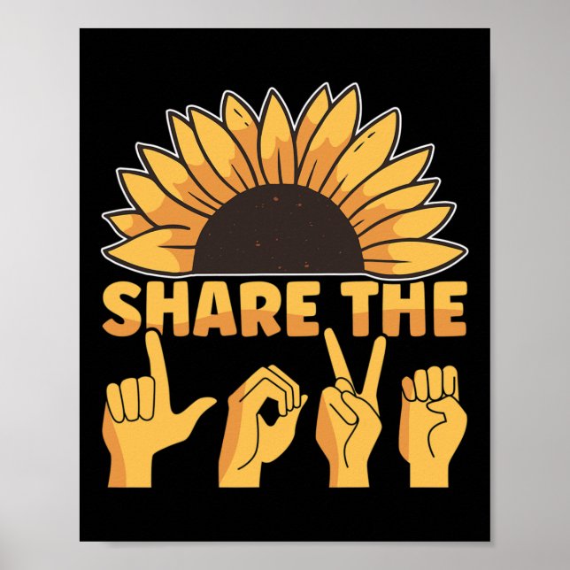 Det amerikanska teckenspråket  Kärlek Awarenes Poster (Framsidan)