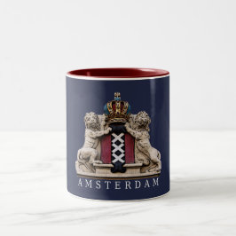 Det Amsterdam lejon bevakar kronan 2-Tonar muggen Två-Tonad Mugg