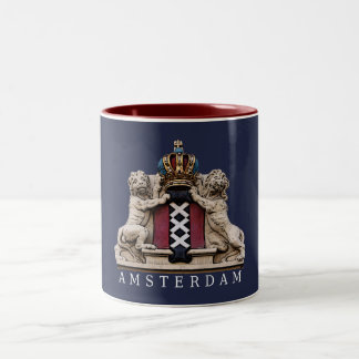 Det Amsterdam lejon bevakar kronan 2-Tonar muggen Två-Tonad Mugg