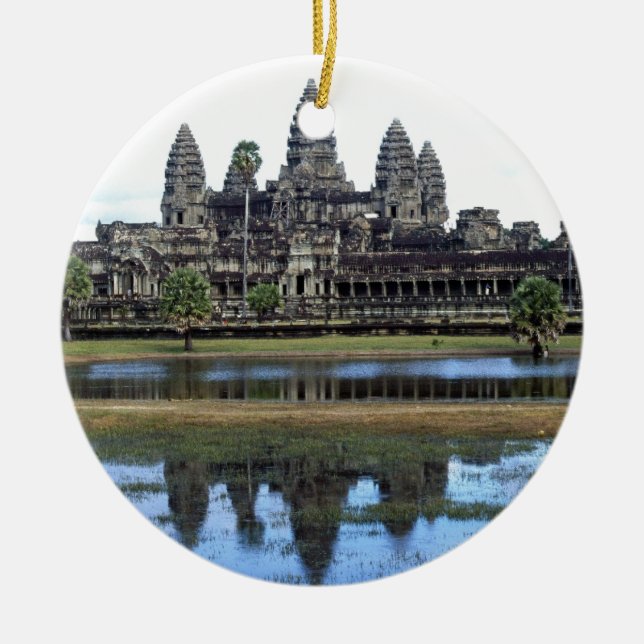 Det Angkor Wat Cambodja tempelet reser fotografi Julgransprydnad Keramik (Framsidan)