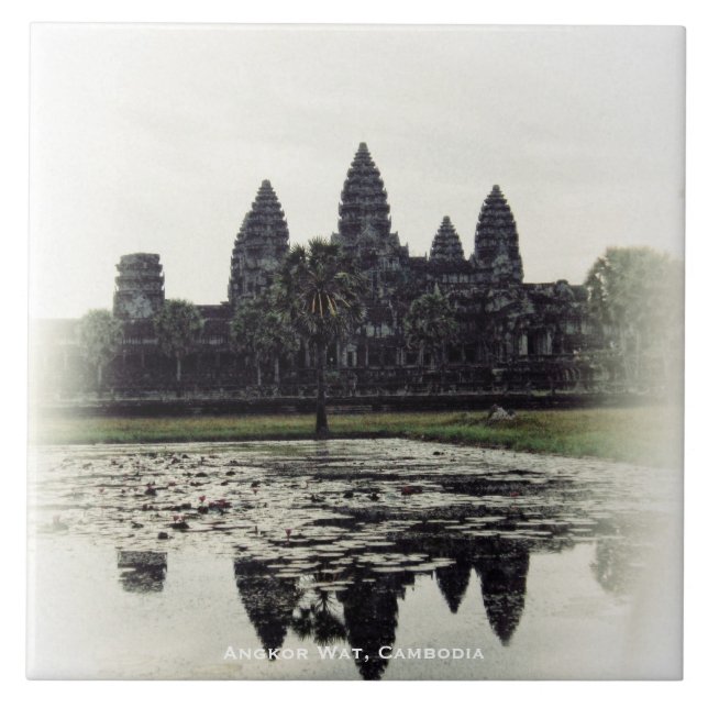 Det Angkor Wat tempelet keramiska Cambodja Kakelplatta (Framsidan)