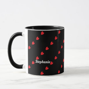 Det anpassade namnet Cute Red Hearts Modern 2023 Mugg