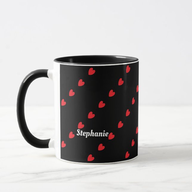 Det anpassade namnet Cute Red Hearts Modern 2023 Mugg (Vänster)