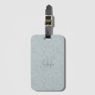 Det anpassade namnet Dusty Blue Grått Marble Stil Bagagebricka