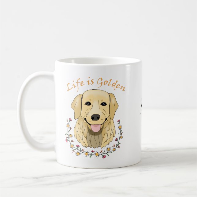 Det anpassade namnet Golden Retriever Hund Life är Kaffemugg (Vänster)