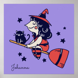Det anpassade namnet Halloween poster Cute Witch