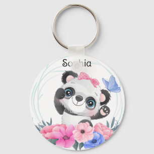 Det anpassade namnet KeyCute Baby Panda Flower WAN Nyckelring