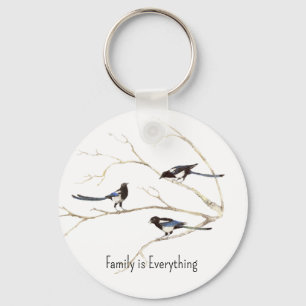 Det anpassade namnet Magpie Bird Family är Allt Nyckelring