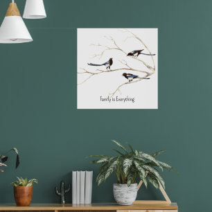 Det anpassade namnet Magpie Bird Family är Allt Poster