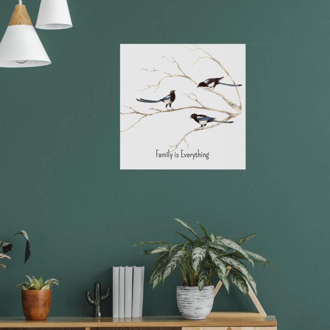 Det anpassade namnet Magpie Bird Family är Allt Poster (Vardagsrum 1)