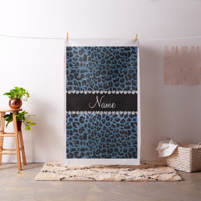 Det anpassade namnet misty Blue glitter leopard Tyg (In Situ)