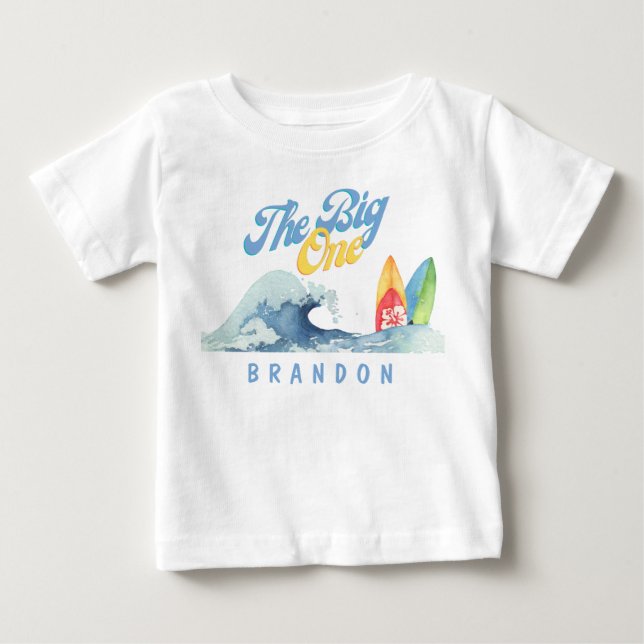 Det anpassade namnet på den stora första Surfan på T Shirt (Framsida)