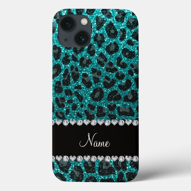 Det anpassade namnet "smart aqua glitter leopard" (Baksida)